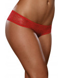 Tanga ouvert rouge dentelle avec noeud sur les fesses - DG1300RED