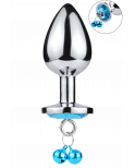 Plug bijou aluminium bleu avec clochettes Taille M -  RY-002-A-ZB