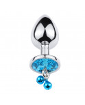 Plug bijou aluminium bleu avec clochettes Taille M -  RY-002-A-ZB