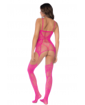 Combinaison en résille rose - MAL1105NPK