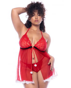 Costume sexy Mère Noël grande taille avec babydoll et string - MAL60038XCOS