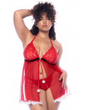 Costume sexy Mère Noël grande taille avec babydoll et string - MAL60038XCOS