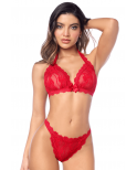 Ensemble sexy 2 pièces en dentelle romantique avec haut et string assorti - MAL8971RED Ensemble sexy 2 pièces en dentelle romantique avec haut et string assorti - MAL8971RED