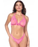 Ensemble sexy 2 pièces rose en dentelle délicate avec haut et string assorti - MAL8971PINK Ensemble sexy 2 pièces rose en dentelle délicate avec haut et string assorti - MAL8971PINK