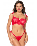 Ensemble sexy 2 pièces en dentelle avec liens à nouer et string - MAL8968RED Ensemble sexy 2 pièces en dentelle avec liens à nouer et string - MAL8968RED