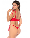 Ensemble sexy 2 pièces en dentelle avec liens à nouer et string - MAL8968RED Ensemble sexy 2 pièces en dentelle avec liens à nouer et string - MAL8968RED