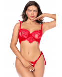 Ensemble sexy 2 pièces en dentelle avec liens à nouer et string - MAL8968RED Ensemble sexy 2 pièces en dentelle avec liens à nouer et string - MAL8968RED