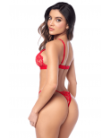 Ensemble sexy 2 pièces en crochet tricoté avec haut ajustable et string - MAL8966RED Ensemble sexy 2 pièces en crochet tricoté avec haut ajustable et string - MAL8966RED