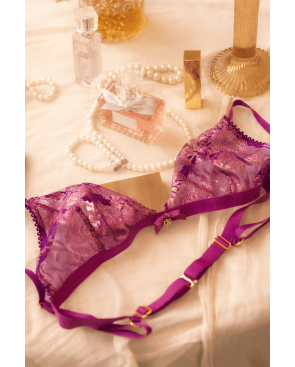 Ensemble sexy 2 pièces en dentelle satinée - MAL8947PKAG