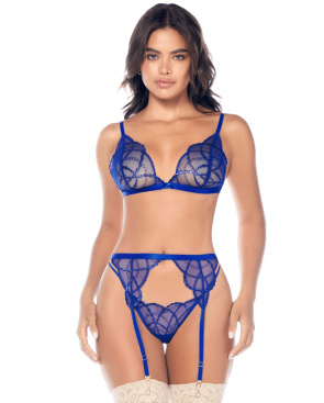 Ensemble sexy 3 pièces avec broderie brillante - MAL8944SAPP