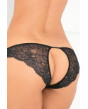 Tanga noir dentelle ouverture sur les fesses - REN1144-BLK