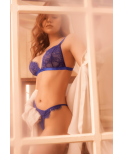 Ensemble sexy 2 pièces bleu précieux avec dentelle effet cils - MAL8943BLUE
