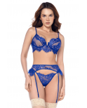 Ensemble sexy 3 pièces bleu intense avec dentelle effet cils - MAL8941BLUE Ensemble sexy 3 pièces bleu intense avec dentelle effet cils - MAL8941BLUE