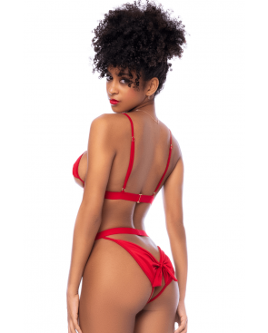 Ensemble 2 pièces Mapalé bonnets ouverts avec nœuds - MAL8901RED