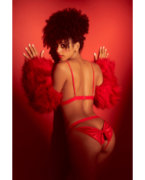 Ensemble 2 pièces Mapalé bonnets ouverts avec nœuds - MAL8901RED