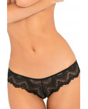 Tanga noir dentelle ajouré sur les fesses ornements croisés - REN1145-BLK