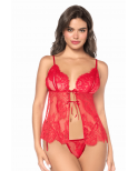 Babydoll Mapalé espiègle avec string à nouer - MAL7621RED