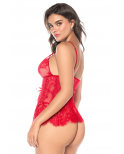 Babydoll Mapalé espiègle avec string à nouer - MAL7621RED