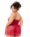 Babydoll grande taille Mapalé brodée avec string - MAL7620XRED Babydoll grande taille Mapalé brodée avec string - MAL7620XRED