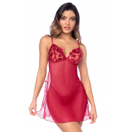 Babydoll Mapalé romantique avec string - MAL7620RED