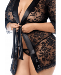 Peignoir en dentelle grande taille Mapalé avec string assorti - MAL7618XBLK Peignoir en dentelle grande taille Mapalé avec string assorti - MAL7618XBLK