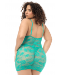 Babydoll grande taille dentelle turquoise et string - MAL7613XWTEA Babydoll grande taille dentelle turquoise et string - MAL7613XWTEA