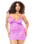 Babydoll grande taille dentelle violette et string - MAL7613XWORC Babydoll grande taille dentelle violette et string - MAL7613XWORC