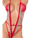 Body plongeant à franges strass - MAL2812RED
