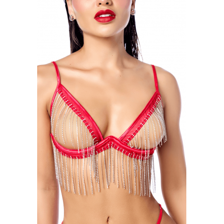 Ensemble 2 pièces à franges strass - MAL2811RED