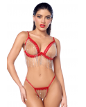 Ensemble 2 pièces à franges strass - MAL2811RED