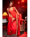 Body sexy en similicuir avec porte-jarretelles - MAL2810RED