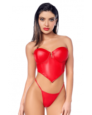 Ensemble 2 pièces en similicuir rouge lisse - MAL2809RED