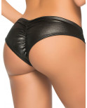 Tanga noir wetlook froncé sur les fesses - MAL3025WBK