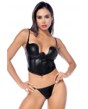 Ensemble sexy 2 pièces noir en similicuir avec bustier à armatures - MAL2803BLK Ensemble sexy 2 pièces noir en similicuir avec bustier à armatures - MAL2803BLK