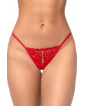String rouge en dentelle avec perle suspendue - MAL129RED