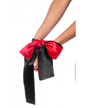 Accessoire coquin en satin réversible noir  rouge - MAL128BKRD
