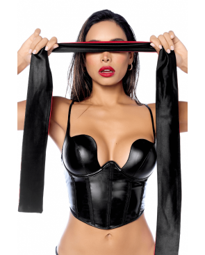 Accessoire coquin en satin réversible noir  rouge - MAL128BKRD