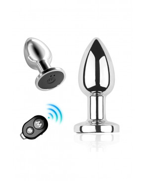 Plug vibrant acier inoxydable anal taille M avec télécommande, USB - RY-207-M