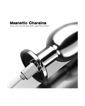 Plug vibrant acier inoxydable anal taille M avec télécommande, USB - RY-207-M