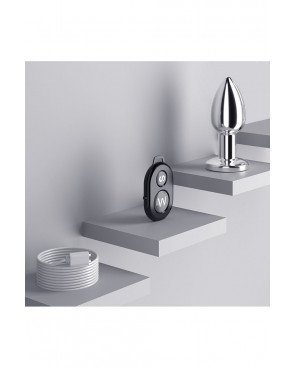 Plug vibrant acier inoxydable anal taille M avec télécommande, USB - RY-207-M