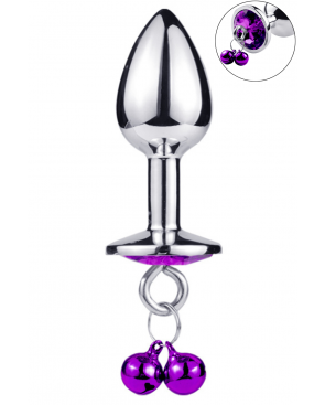 Plug bijou aluminium violet avec clochettes Taille S -  RY-001-A-ZB