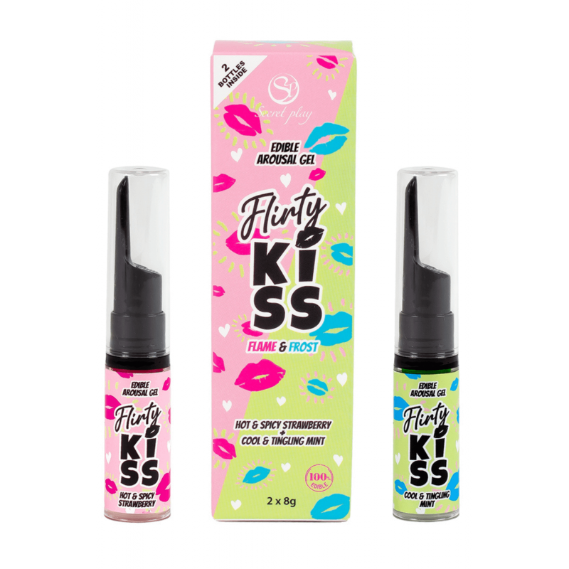 Gels pour Sexe Oral Fraise  Menthe  Flirty Kiss 2×8 gr Secret Play
