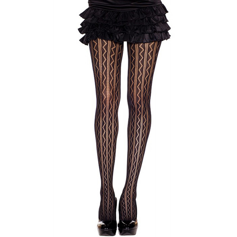 Collant nylon fantaisie noir mi-saison ajouré géométrique - MH5041BLK Collant nylon fantaisie noir mi-saison ajouré géométrique - MH5041BLK