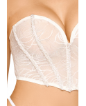 Bustier blanc avec perles et strass, bretelles transparentes amovibles - DG13669WHT