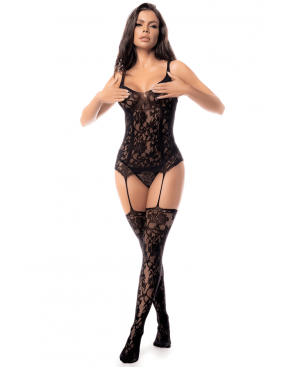 Combinaison en résille noire - MAL1104BLK