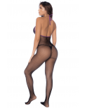 Combinaison en résille et dentelle noire et violette - MAL1122BKPU