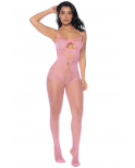 Combinaison en résille rose ajourée - MAL1130BGPK