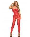 Bodystocking sans couture, fantaisie rouge avec chainettes amovibles - DG0518POI