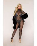 Bodystocking en résille grosse maille et finition strass - DG0511BLK