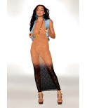 Robe bodystocking avec motifs zèbre, aux couleurs cuivrées - DG0488BKC
